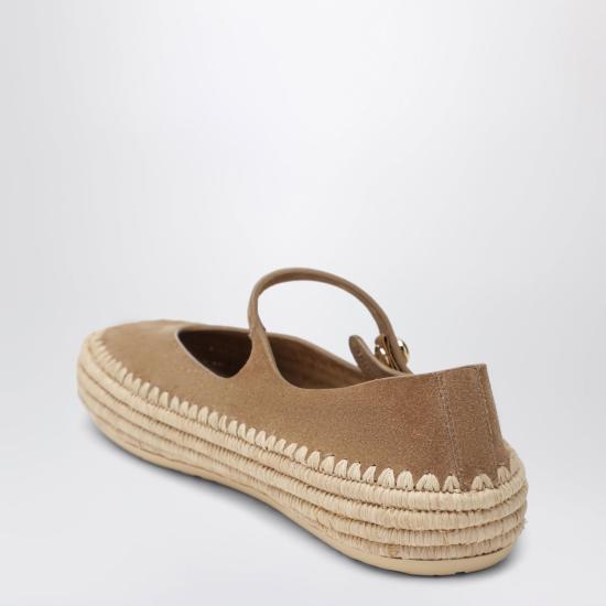 26SS 로에베 발레리나 스웨이드 라피아 플랫슈즈 LBV3466X02SUE 2210 BEIGE - LOEWE