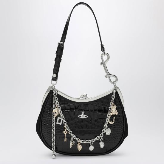 26FW 비비안웨스트우드 카프스킨 스몰 로고 토트백 카프스킨 스몰 로고 토트백 4B01000PWL0098 N401 BLACK