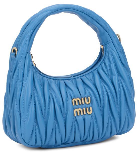 26FW 미우미우 완더 마테라쎄 나파 레더 호보 백 5BC125VOOYAN88F0V98 Light Blue - MIU MIU