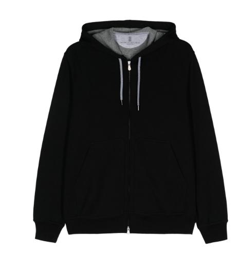 26FW 브루넬로 쿠치넬리 더블 페이스 스웨트 집업 후디 MM8319069GC101 NERO - BRUNELLO CUCINELLI