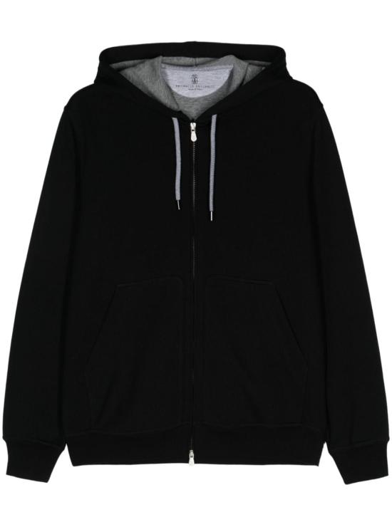 26FW 브루넬로 쿠치넬리 더블 페이스 스웨트 집업 후디 MM8319069GC101 NERO