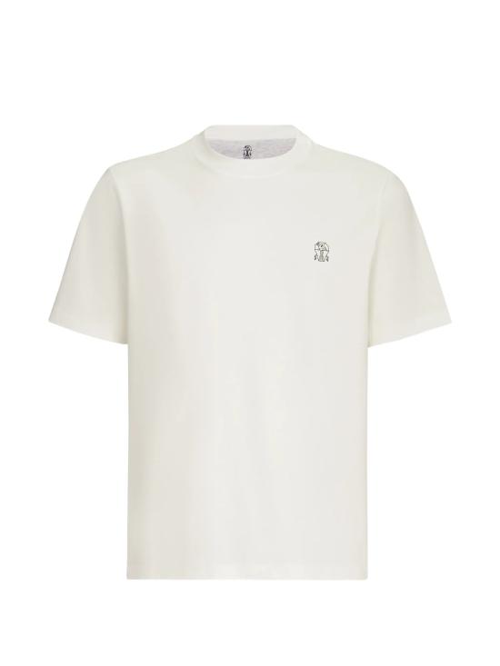 26FW 브루넬로 쿠치넬리 코튼 저지 크루넥 티셔츠 M0B138440CJB65 OFF WHITE