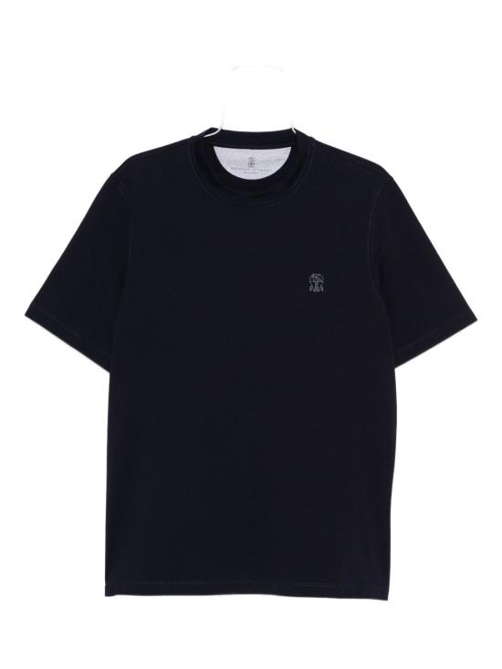 26FW 브루넬로 쿠치넬리 코튼 저지 크루넥 티셔츠 M0B138440CD325 COBALTO