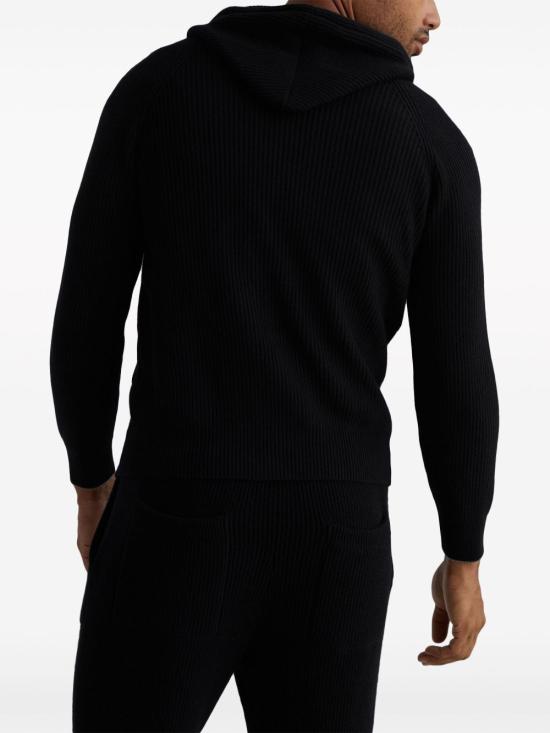 26FW 브루넬로 쿠치넬리 립드 니트 집 후드 스웨터 M22704806GCH101 NERO GRIGIO - BRUNELLO CUCINELLI