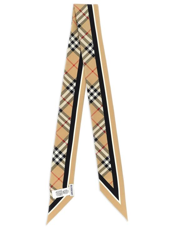 26FW 버버리 스키니 체크 나이트 스탬프 실크 스카프 8114238A2021 SAND - BURBERRY
