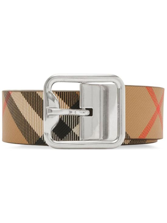26FW 버버리 리버시블 B 버클 체크 레더 벨트 8092046A2021 SAND - BURBERRY