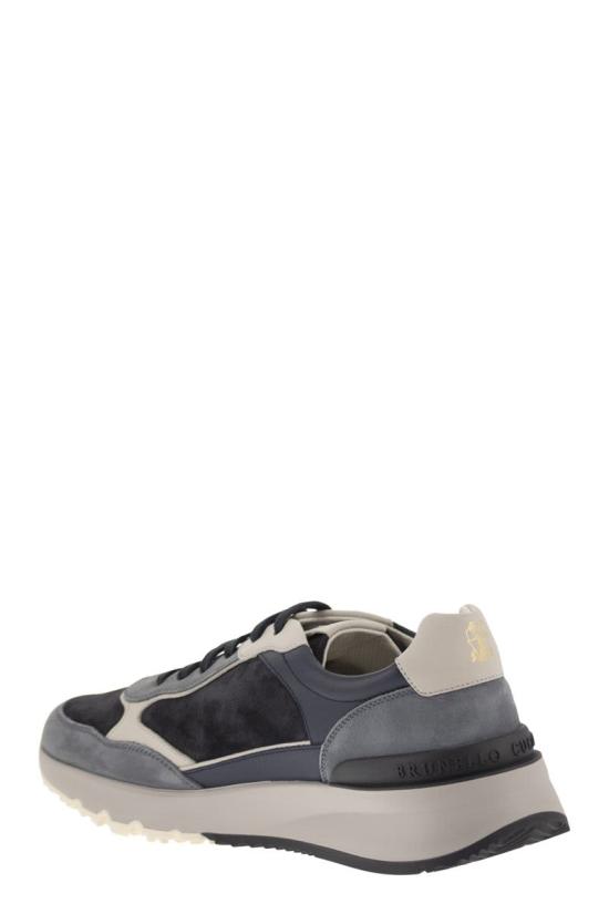 26FW 브루넬로 쿠치넬리 누벅 레더 스웨이드 러닝 스니커즈 MZUSNEO355CVV29 NIGHT SKY - BRUNELLO CUCINELLI