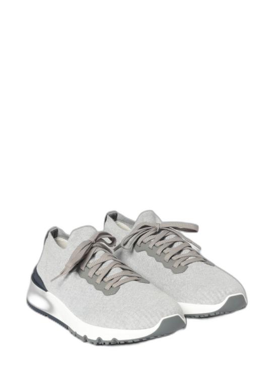 26FW 브루넬로 쿠치넬리 코튼 니트 세미 폴리쉬드 카프스킨 러너 MZUPMBO252CB308 SILVER - BRUNELLO CUCINELLI