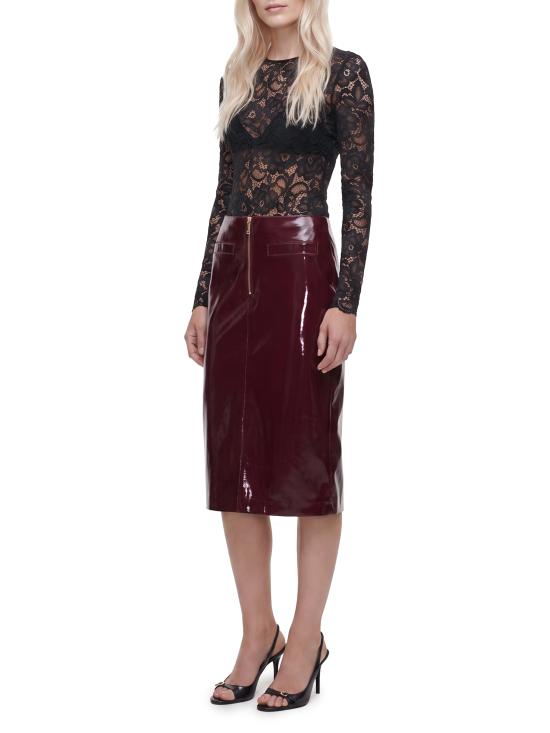 26FW 셀프 포트레이트 롱 스커트 AW26080MSK PU BORDEAUX - SELF PORTRAIT