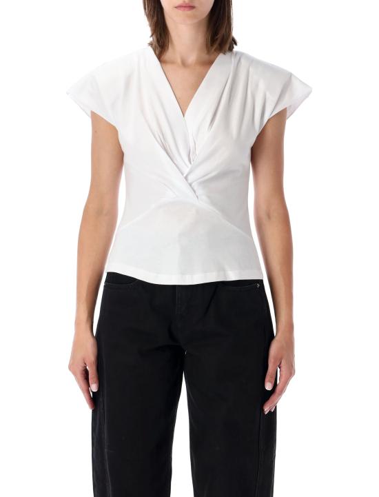 26FW 이자벨마랑 나드린 드레이프 코튼 저지 티셔츠 TS0341FAA1N41I 20WH WHITE