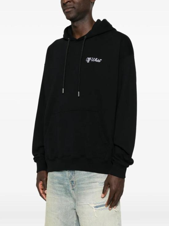 26FW 오프화이트 후드 티셔츠 OMBB085F26FLE00U00 001 BLACK - OFF WHITE
