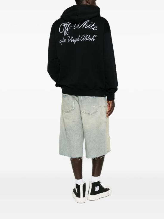 26FW 오프화이트 후드 티셔츠 OMBB085F26FLE00U00 001 BLACK - OFF WHITE