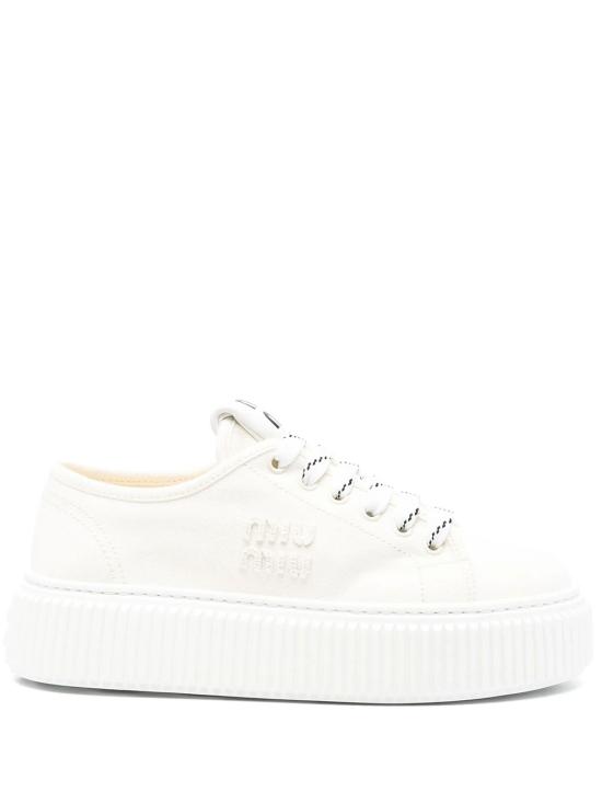 26FW 미우미우 로고 데님 스니커즈 5E389EF0053ARS F0304 WHITE