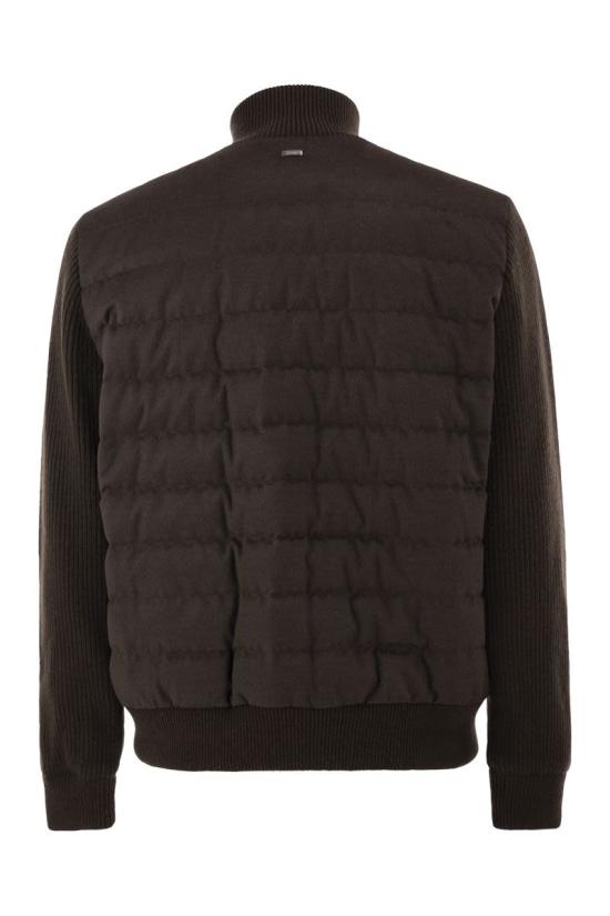 26FW 에르노 하이칼라 퀼티드 니트 가디건 하이칼라 퀼티드 니트 가디건 PI00121UR12934 8810 DARK BROWN - HERNO