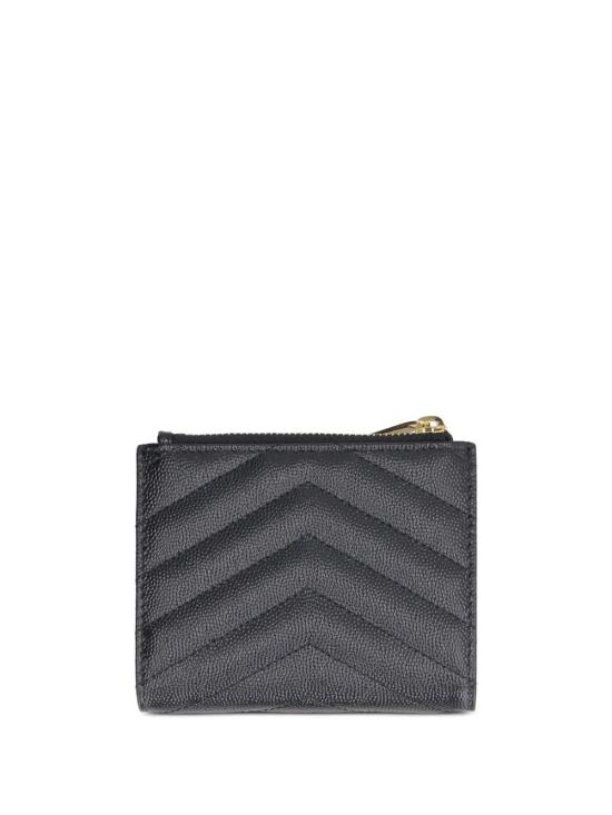 26FW 생로랑 그랑 드 뿌드르 엠보스드 레더 모노그램 2단 지갑 575879BOW01 1000 BLACK - SAINT LAURENT