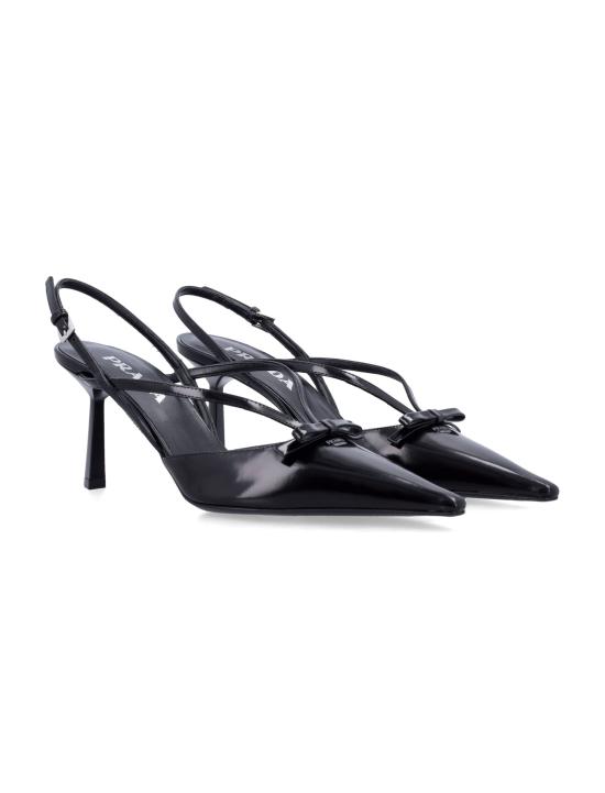 26FW 프라다 브러시드 레더 슬링백 펌프스 1I675OF075055 F0002 BLACK - PRADA