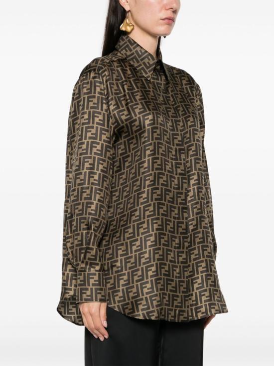 26FW 펜디 실크 셔츠 FS8107A8G3F118W MARRONE - FENDI