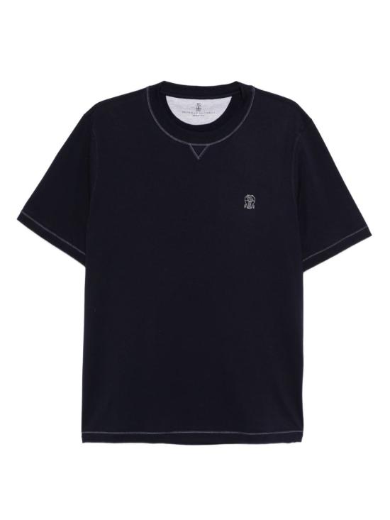 26FW 브루넬로 쿠치넬리 반팔 티셔츠 M0B131328GCW369 Navy blue