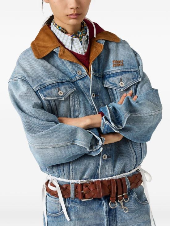 26FW 미우미우 데님 자켓 GWB313196YSOOOF0013 Light Blue - MIU MIU