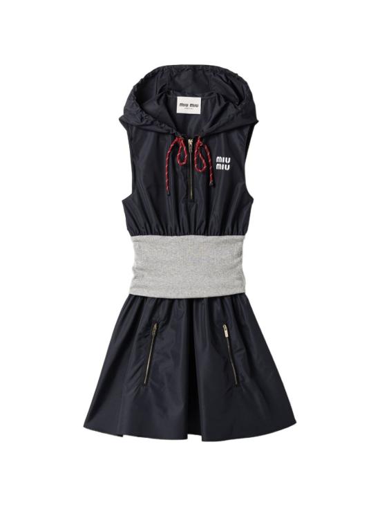 26SS 미우미우 테크니컬 소재 드레스 MF622319ECSOOOF005R DARK BLUE GREY - MIU MIU