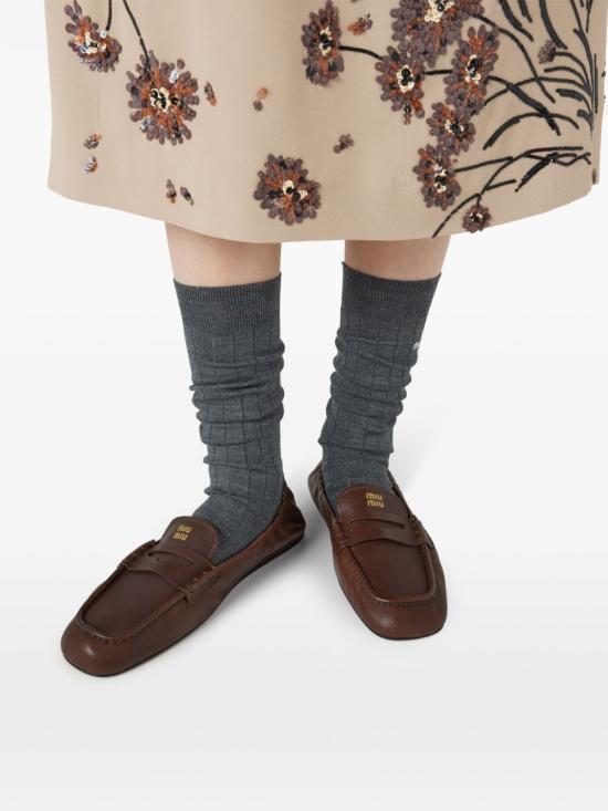 26FW 미우미우 루슈 나파 레더 로퍼 루슈 나파 레더 로퍼 5D341EEFXFD005F0NBL Brown - MIU MIU