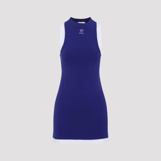 26FW 베르사체 미디 원피스 10265911A18639 2U9P0 BLUE - VERSACE