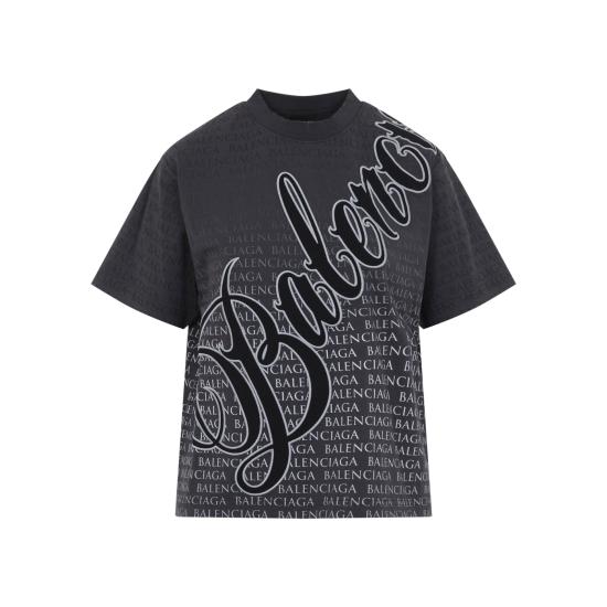 26SS 발렌시아가 루프 스포츠 아이콘 미디엄 핏 티셔츠 850990TTVN9 6552 BLACK