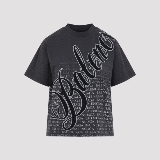 26SS 발렌시아가 루프 스포츠 아이콘 미디엄 핏 티셔츠 850990TTVN9 6552 BLACK - BALENCIAGA