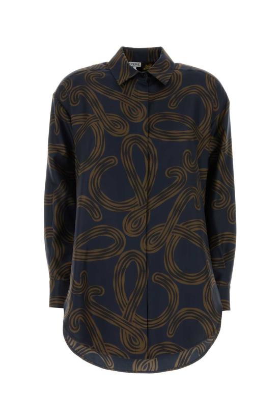26SS 로에베 블라우스 S616Y05X74 NAVYBROWN PRINTED