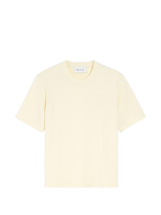 26FW 아미 화이트 코튼 드 하트 엠보스 티셔츠 UTS357726 185 WHITE