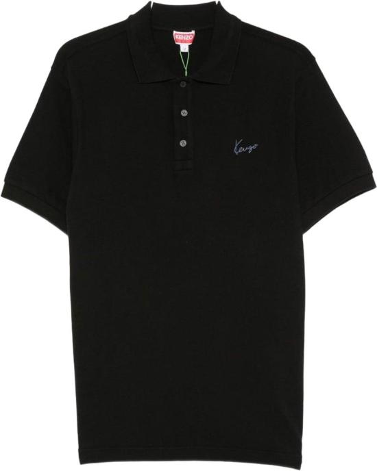 26FW 겐조 시그니처 엠브로이드 슬림 코튼 폴로 셔츠 FG65PO1554PU99J BLACK