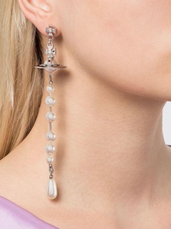 26SS 비비안웨스트우드 브로큰 펄 드롭 귀걸이 62030002P128 SILVER - VIVIENNE WESTWOOD