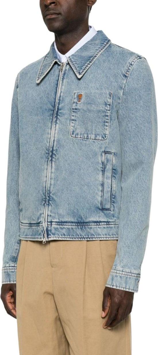 26FW 아미 스몰 하트 로고 코튼 지퍼 자켓 HJK835DE0046480 LICHTBLUE - AMI