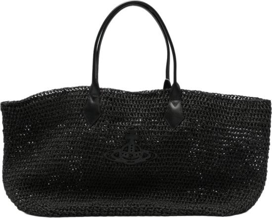 26SS 비비안웨스트우드 로고 메탈 가죽 토트백 4D01000NUW01GTN401 BLACK