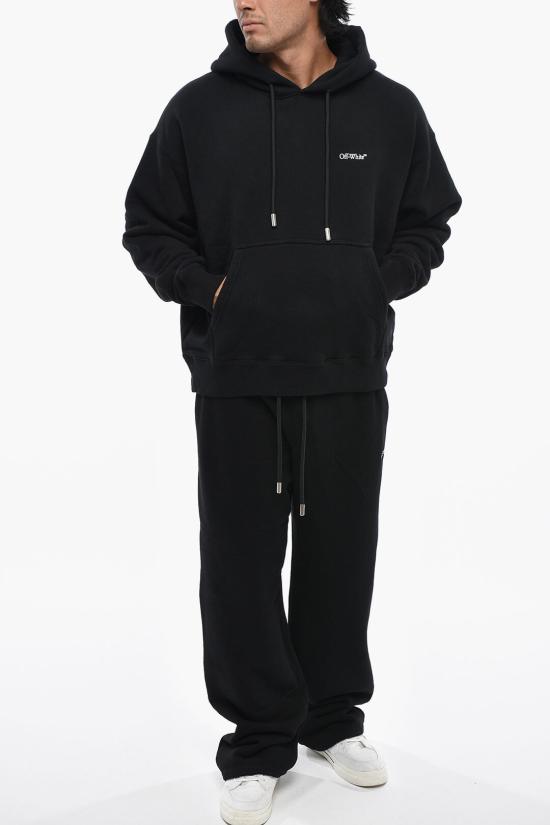  오프화이트 후드 티셔츠 OMBB085F24FLE0091001 Black - OFF WHITE