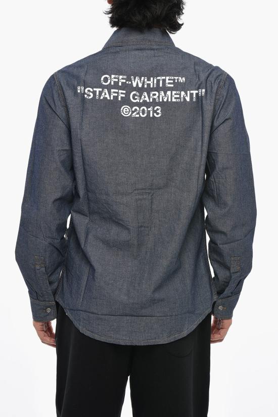  오프화이트 긴팔 셔츠 OMYD027T21DEN0014501 Blue - OFF WHITE