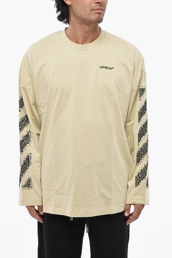  오프화이트 긴팔 티셔츠 OMAB091F24JER0056110 Beige
