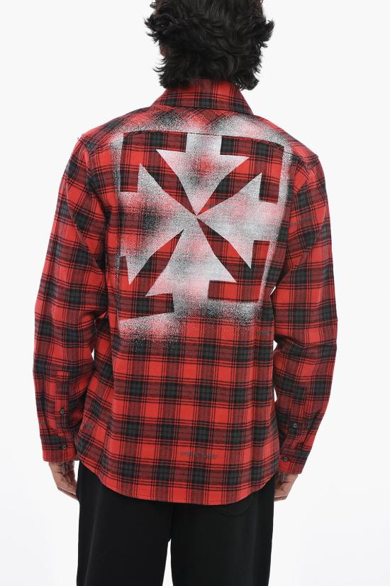  오프화이트 긴팔 셔츠 OMGA133E20FAB0012510 Nero Rosso - OFF WHITE