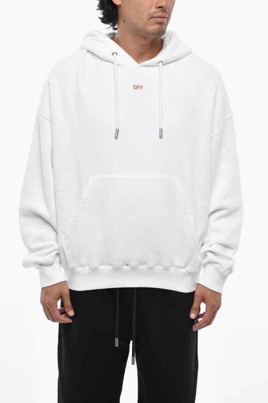  오프화이트 후드 티셔츠 OMBB118F24FLE0050125 White