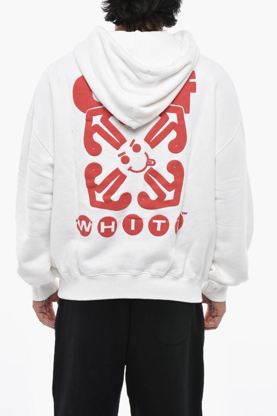  오프화이트 후드 티셔츠 OMBB118F24FLE0050125 White - OFF WHITE