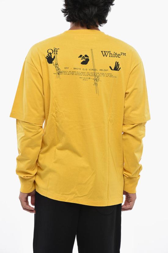  오프화이트 긴팔 티셔츠 OMAB022E20JER0011810 Yellow - OFF WHITE
