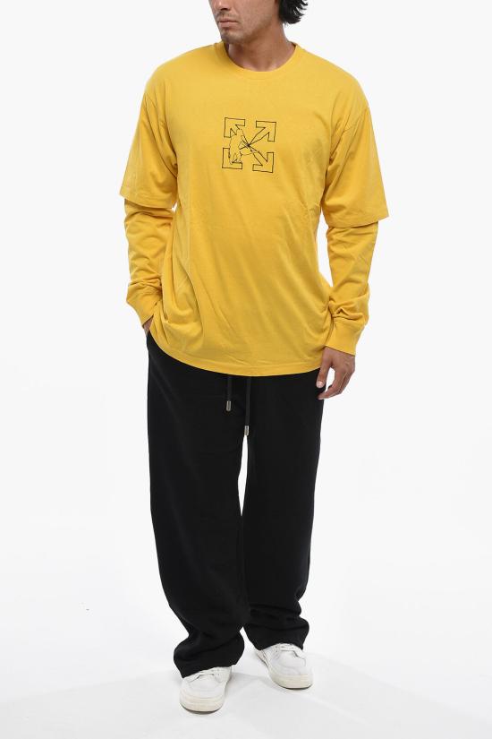  오프화이트 긴팔 티셔츠 OMAB022E20JER0011810 Yellow - OFF WHITE