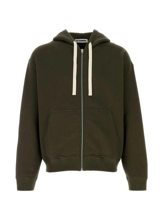 26FW 질샌더 후드 티셔츠 J22HG0118J20128 312 THYME GREEN