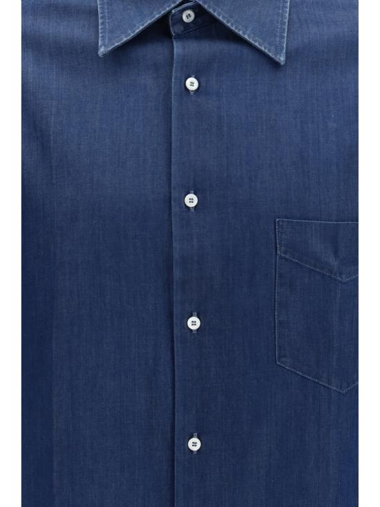 26SS 브루넬로 쿠치넬리 긴팔 셔츠 MR6830621 C003 BLUE - BRUNELLO CUCINELLI