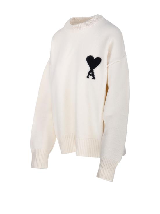 26FW 아미 빅 하트 울 크루넥 스웨터 UKS838 018 151 OFF WHITE BLACK - AMI