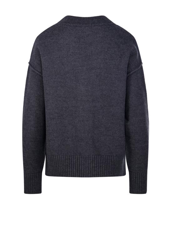 26FW 아미 하트 로고 인타르시아 V넥 가디건 UKC367 018 084 HEATHER GREY RED - AMI