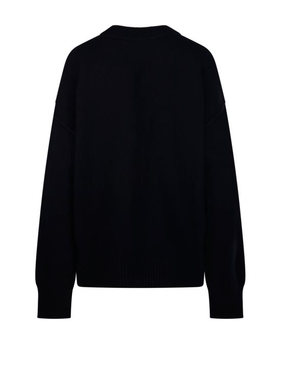 26FW 아미 하트 로고 인타르시아 V넥 가디건 UKC367 018 009 BLACK RED - AMI