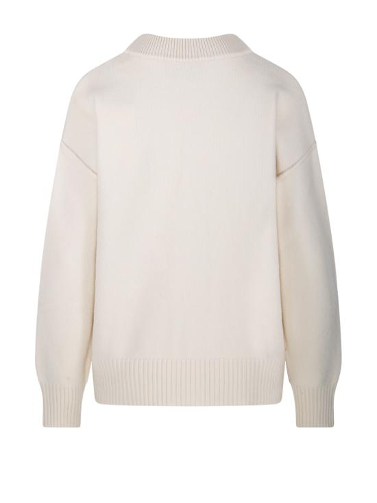 26FW 아미 하트 로고 인타르시아 V넥 가디건 UKC367 018 151 OFF WHITE BLACK - AMI