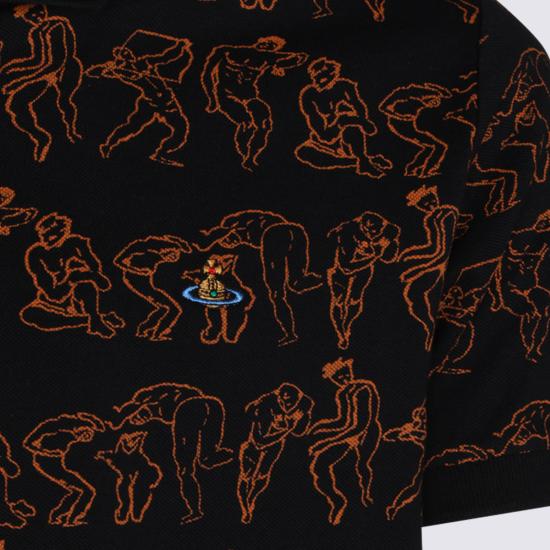 26FW 비비안웨스트우드 스크리블 체크 코튼 반팔 폴로 셔츠 2H01000Y J00C3O301 BLACK ORANGE - VIVIENNE WESTWOOD