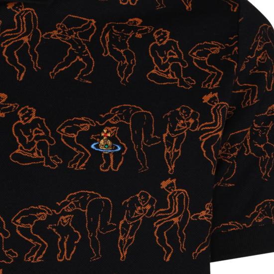 26FW 비비안웨스트우드 스크리블 체크 코튼 반팔 폴로 셔츠 2H01000Y J00C3O301 BLACK ORANGE - VIVIENNE WESTWOOD